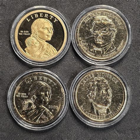 Lot of 2 Sacagawea $1 Coins and 2 Presidential $1 Coins - Face Value $4 ...