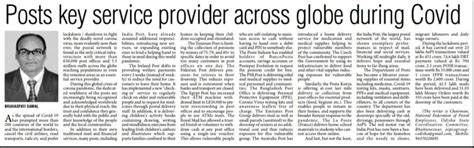 "Posts key service provider across globe during Covid" Article by Com ...