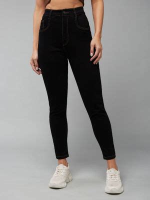 Buy DOLCE CRUDO Womens Black Skinny High Rise Clean Look Stretchable ...