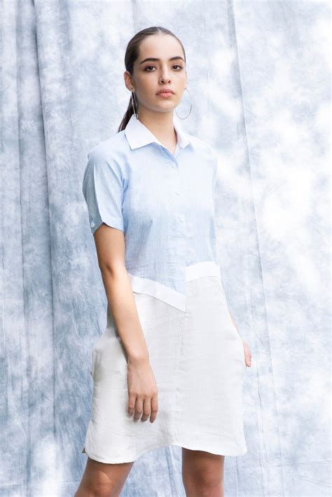 Classic and modernised linen shirt dress in pastel colours – Anysa