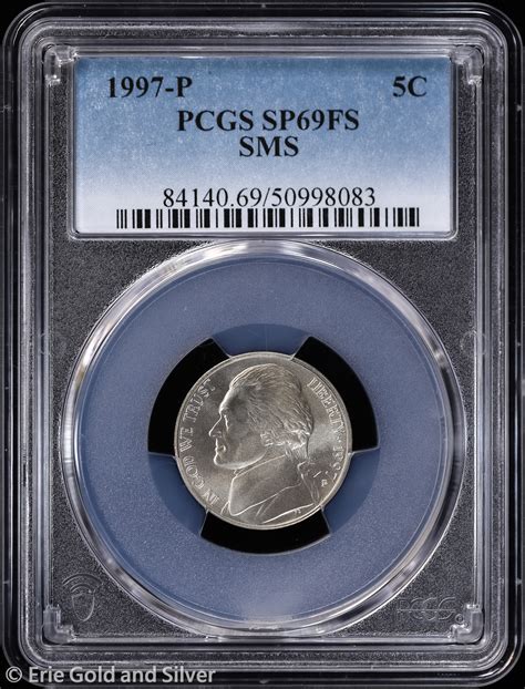 Erie Gold And Silver | 1997-P 5C SMS Jefferson Nickel PCGS SP 69 FS | Toned