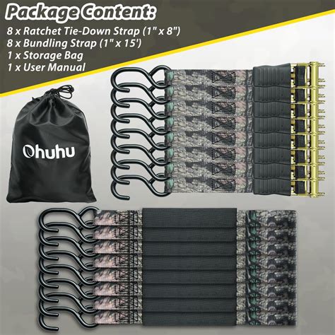 Ohuhu Ratchet Tie Down Strap 8-Pack 15 FT - 500 lbs Load India | Ubuy
