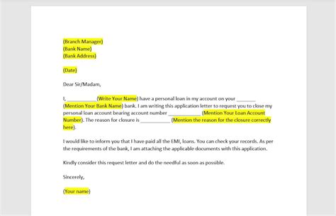 Buy Request Letter for Loan Closure, Letter for Loan Closure, Loan ...