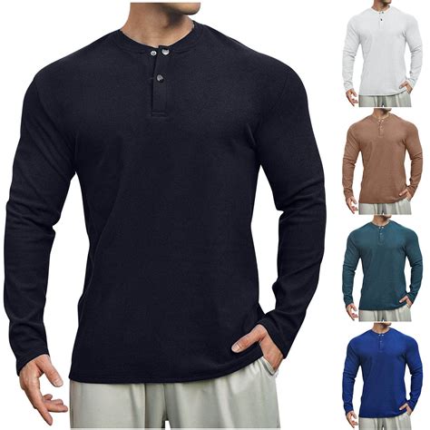 Dovford Men's Henley Shirts Long Sleeve Button T-Shirt Lightweight ...