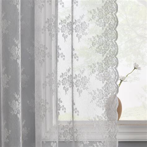 Amazon.com: Kotile Grey Lace Curtains 108 Inches Long - Vintage Country ...