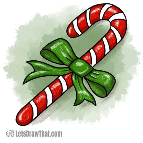 How to Draw a Candy Cane With a Lovely Bow Tie