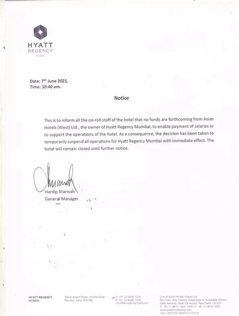 No Funds To Run Hotel, Hyatt Regency In Mumbai Shuts Down 'Until ...