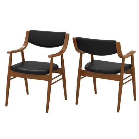 Brown Wooden Dining Chair Set of 2 with Cushioned Seat and Back Support ...