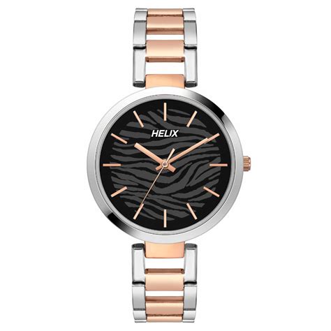 Helix By Timex Black Round Analog Stainless Steel Watch Women -TW054HL