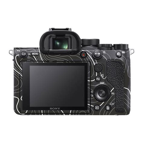Grayscale Topographic Lines Sony A7R IV Camera Skin