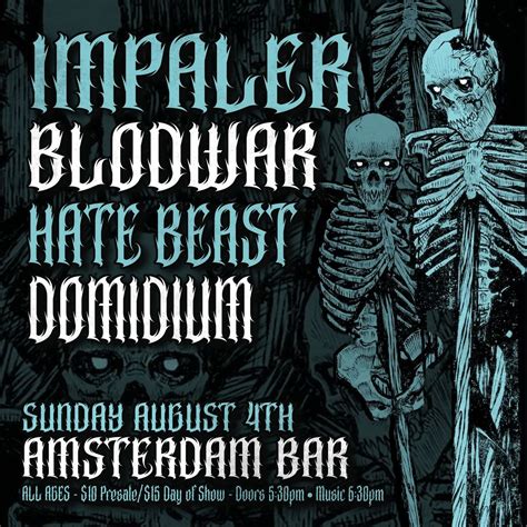 Impaler, Blodwar, Hate Beast, Domidium at the Amsterdam, Amsterdam Bar ...