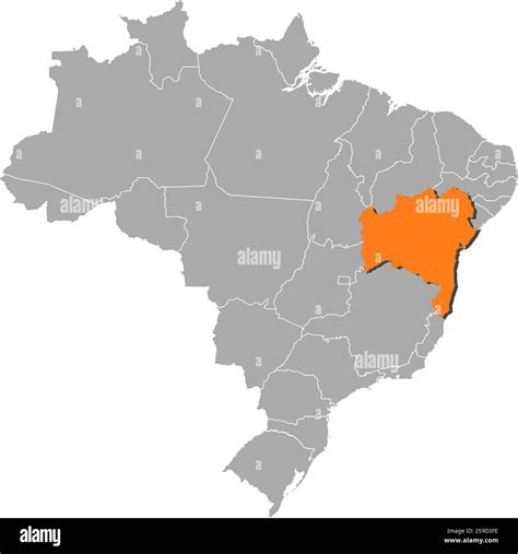 Map of Brazil with the provinces, Bahia is highlighted by orange Stock Vector Image & Art - Alamy