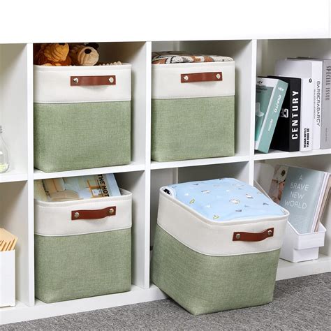 Buy HNZIGE Fabric Cube Storage Baskets Bins Cube Baskets 11x11, Set of ...