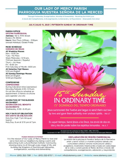 Fillable Online OUR LADY OF MERCY PARISH - .(PARROQUIA DE NUESTRA SE ...