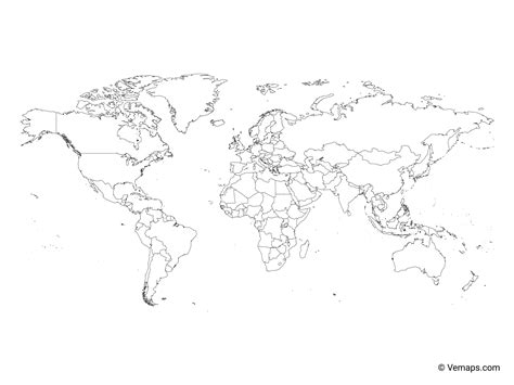 Outline Map Of The World With Countries Miller