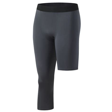 Oplxuo Men's 3/4 One Leg Compression Tights Basketball Sports Athletic ...