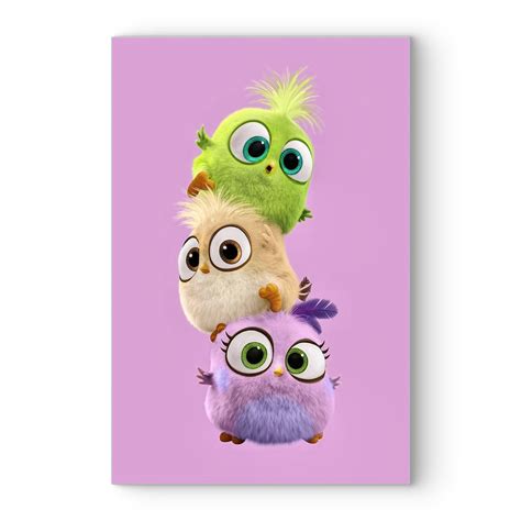 Frameless Beautiful Glass Wall Painting for Home: 3 Cute Chirpy Birds ...