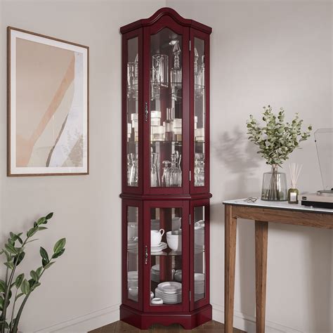 Canted Front Lighted Corner Cabinet W/ 5-Tier | Ubuy India