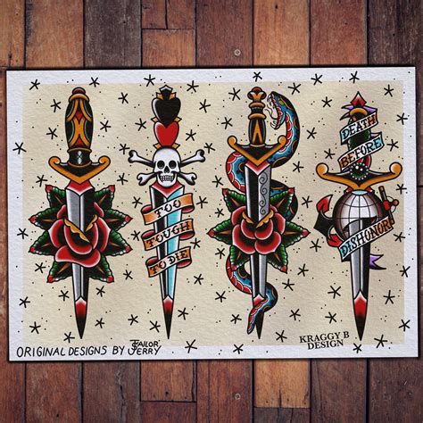 Original Sailor Jerry Tattoos Sailor Jerry Style Vintage Flower Rose