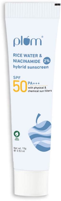 Plum Sunscreen - SPF 50 PA+++ 2% Niacinamide & Rice Water Hybrid Face ...