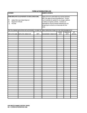 Fillable Online nmgcb FORM AUTHORIZATION LOG - New Mexico Gaming ...