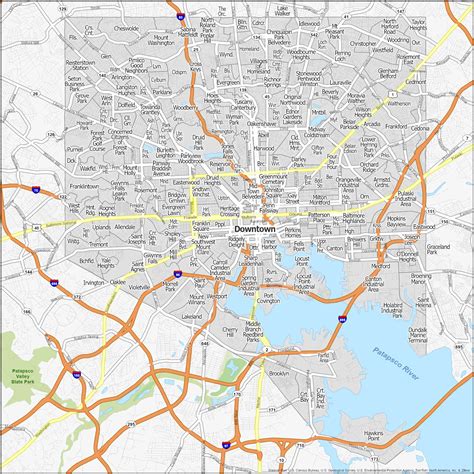 Baltimore Neighborhood Map Streetwise Baltimore Map Laminated City