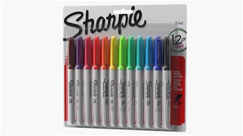 Sharpie Permanent Markers 12 Assorted Colors 3D model | 3D Molier ...