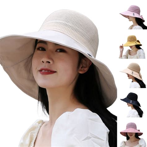 Happy Date Women Sun Hat Summer Wide Brim Beach Bucket Hats Outdoor ...