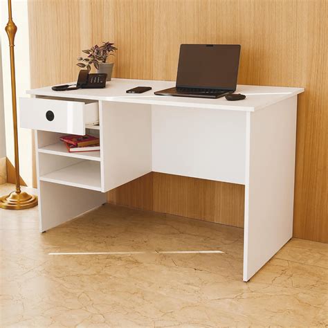 lussomobily Computer Desk with Drawer and Shelves Engineered Wood ...