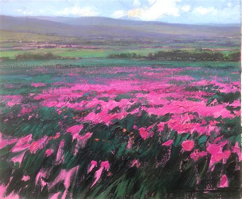 Ramon Vila - Field of flowers oil on canvas painting spanish landscape ...
