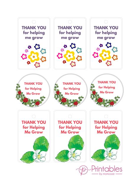FREE Thank You For Helping Me Grow Printable: Cute Tags To Print At Home