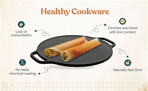 Buy Bhagya Cast Iron Cookware Tawa Pre-Seasoned for Dosa/Roti/Chappati ...