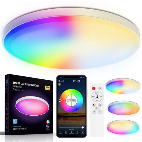 DONGPAI RGB Led Flush Mount Ceiling Light with Remote Control, 12 Inch ...
