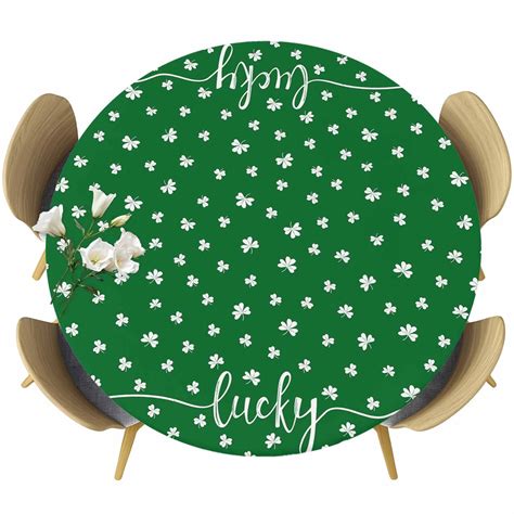 Clover Table Cloth, Round Fitted Tablecloths with Elastic Edge, St ...