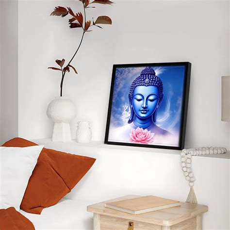 Lord Buddha Blue Face With Flower – Ritwikas