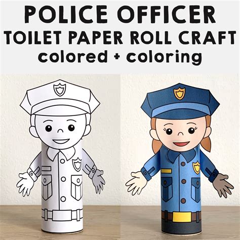 Police officer toilet paper roll craft Printable Career Day Coloring ...