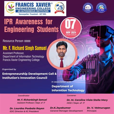 IPR Awareness for Engineering Students | News & Events | Francis Xavier ...