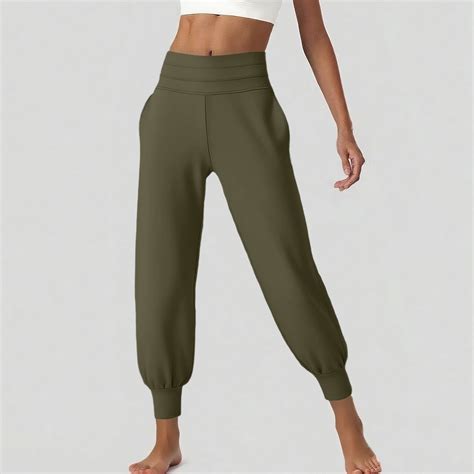 Travel Pants for Women Sevevn Solid Elastic Waist Pocket Cropped Pants ...