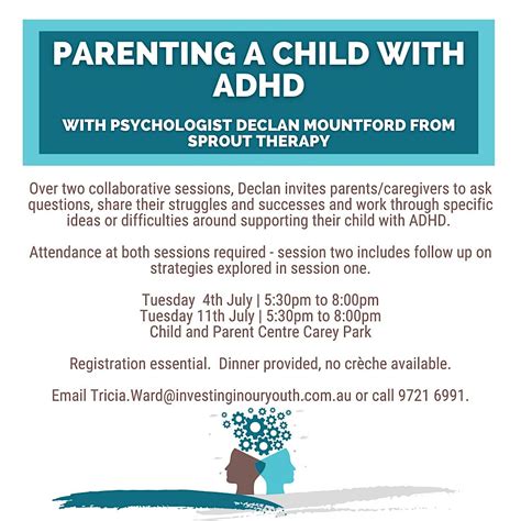 Parenting a Child with ADHD (2 weeks starting 4 July), Child and Parent ...