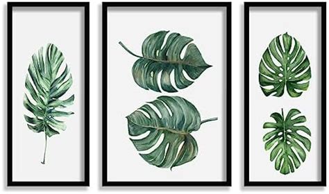 SAF paintings Tropical Leaves Modern Art Black frame painting for Wall ...