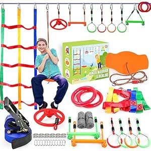Ninja Warrior Obstacle Course for Kids Outside-Ninja Slackline 52ft ...