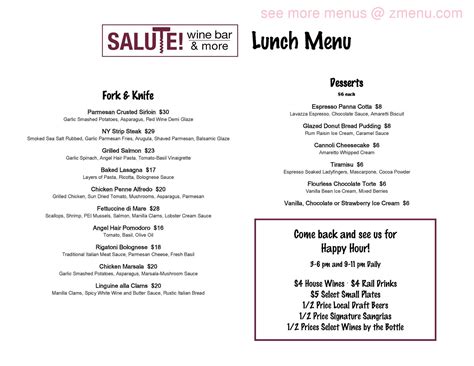 Menu at Salute Wine Bar & More, Rochester