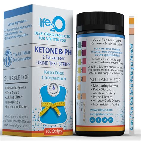 KETONE ONLY** life2O 2-in-1 Ketone Test Strips with pH 180ct, Keto Sticks that Monitor Ketosis ...