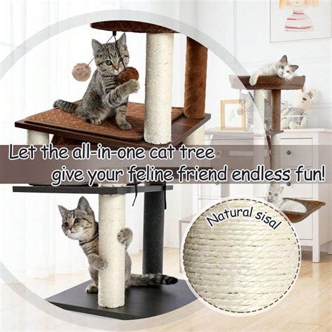 PAWZ Road Tiragraffi moderno da 51,4 pollici, torre in legno per gatti ...