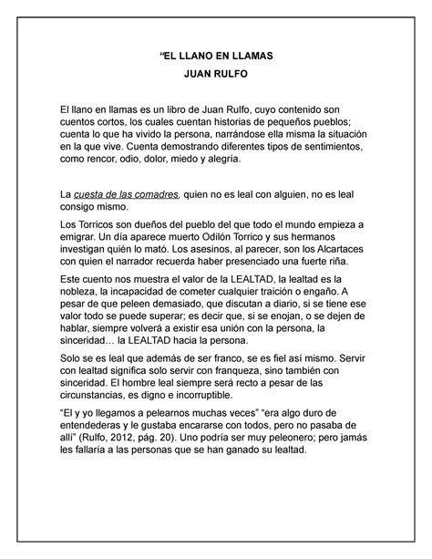 Llano en llamas - Nota: 9.5 - “EL LLANO EN LLAMAS JUAN RULFO El llano ...