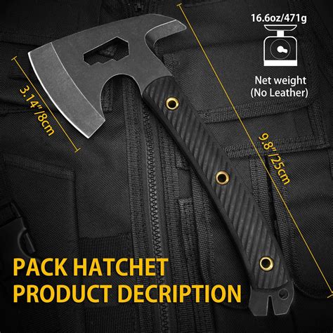 NedFoss Survival Axe, Multifunctional Pack Hatchet with Leather Sheath ...