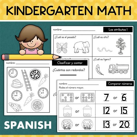 SPANISH Kindergarten Math Tasks Worksheets Quick Checks or ...