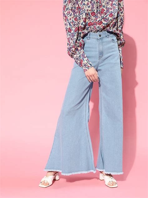 Buy Women Ice Blue Wide Leg Flared Jeans Online at Sassafras