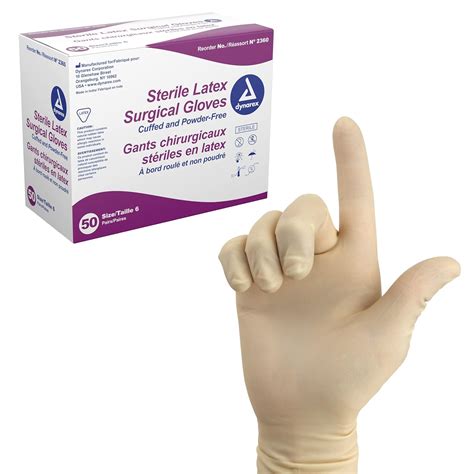 Powder Free Latex Surgeon/Surgical Gloves, Size 6, Sterile, 50 Pair/Box ...