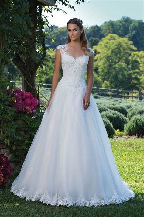 3982: Beaded Corded Lace and Tulle Ball Gown with Queen Anne Neckline ...